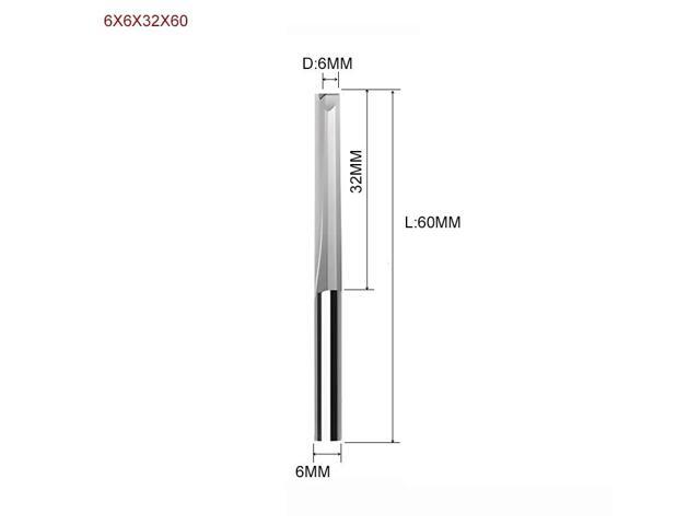 10pcs Two Flutes Straight Slot Bit Wood Cutter CNC Solid Carbide Two Double Flute Bits CNC Router Bits 6X6X32X60