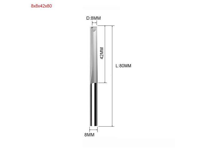 10pcs Two Flutes Straight Slot Bit Wood Cutter CNC Solid Carbide Two Double Flute Bits CNC Router Bits 8X8X42X80