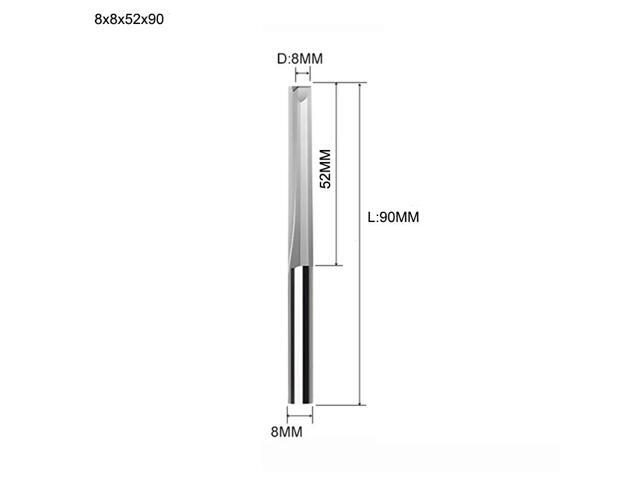 10pcs Two Flutes Straight Slot Bit Wood Cutter CNC Solid Carbide Two Double Flute Bits CNC Router Bits 8X8X52X90