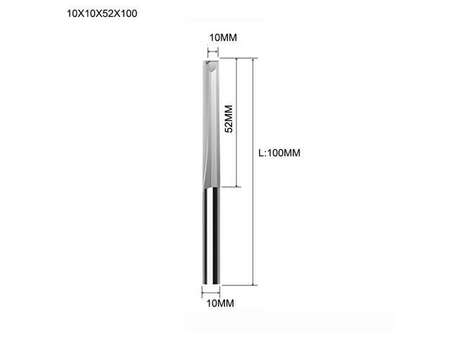 10pcs Two Flutes Straight Slot Bit Wood Cutter CNC Solid Carbide Two Double Flute Bits CNC Router Bits 10x10x52x100