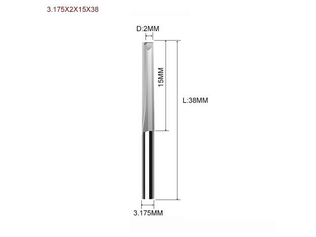 10pcs Two Flutes Straight Slot Bit Wood Cutter CNC Solid Carbide Two Double Flute Bits CNC Router Bits 3.175X2X15X38
