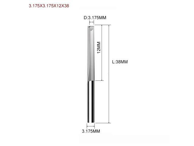 1piece Two Flutes Straight Slot End Milling Cutter For Wood CNC Engraving Cutters Carbide Endmills Tool 3.175X3.175X12X38