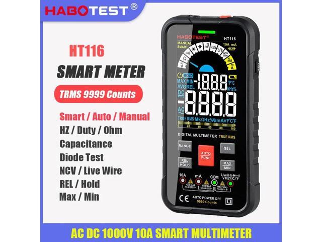 First picture~Digital Multimeter professional Smart Multimeter AC DC Voltage Current TRMS Capacitance HZ REL OHM MultiTester DMM Meter(Red HT116...