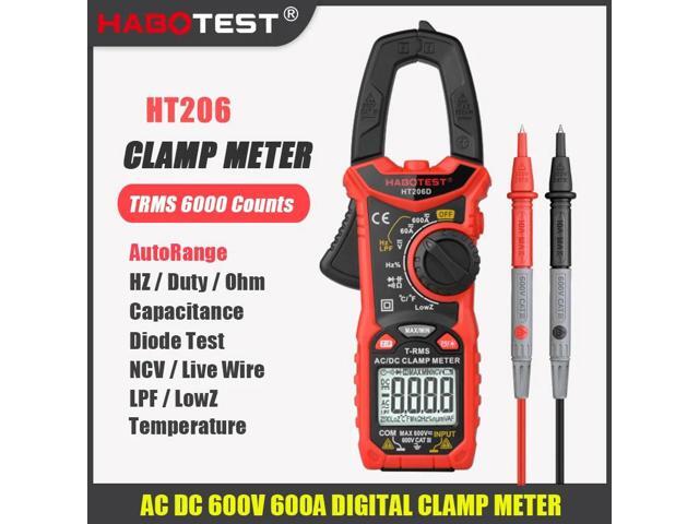 First picture~ HT206 AC DC Digital Clamp Meter Multimeter pinza Amperimetrica True RMS High precision Capacitance NCV Ohm Hz Tester(Gold HT206A AC...