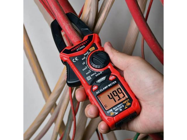 First picture~ HT206 AC DC Digital Clamp Meter Multimeter pinza Amperimetrica True RMS High precision Capacitance NCV Ohm Hz Tester(Gold HT206A AC...