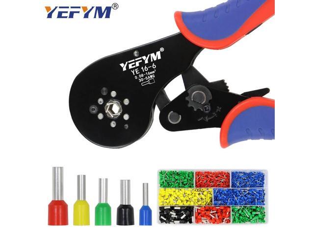 First picture~YE 16-6 Crimping pliers 0.08-16mm2 Tubular terminals box Ferrule Crimping Tools Kit electrical High precision automatic clamp(Golden...