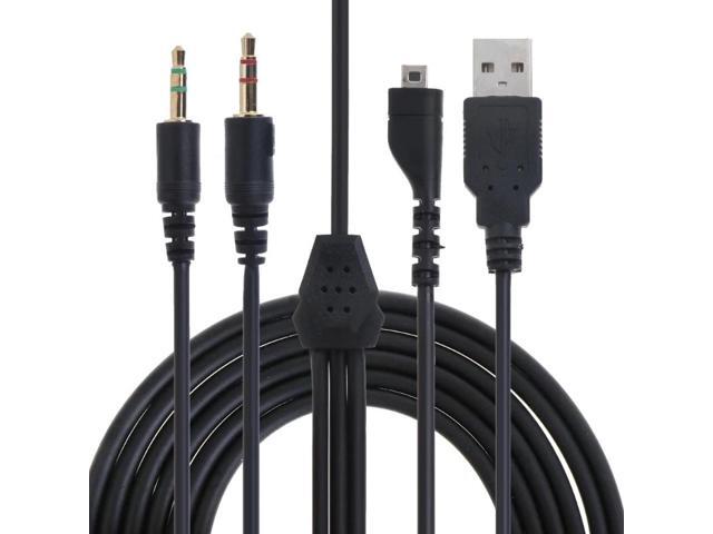 USB 3.5mm Mic Cable, 2m USB Headphones Cable Wire Repair Parts for Arctis 3 5 7 Headphones Headset