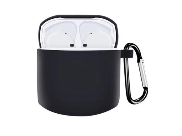 Silicone Cases Waterproof Protective Cover for Bluetooth-compatible Wireless Earphone with Anti-drop Buckle(Silica gel) (Black)