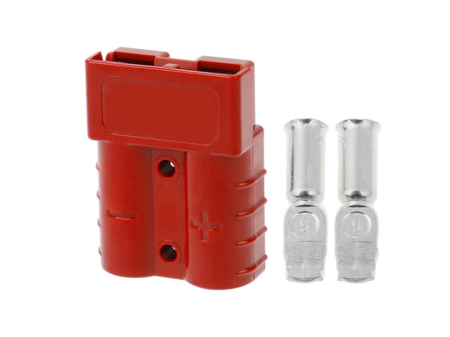 1PC Quick Connect Plug 50A 600V Battery Connector Adapter Plug Winch Connector Plug with 2 Terminal Pins AccessoriesRed