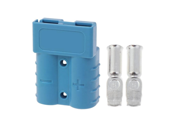 1PC Quick Connect Plug 50A 600V Battery Connector Adapter Plug Winch Connector Plug with 2 Terminal Pins AccessoriesBlue