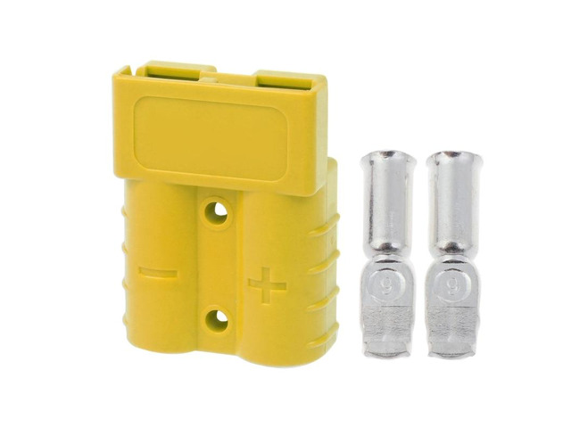 1PC Quick Connect Plug 50A 600V Battery Connector Adapter Plug Winch Connector Plug with 2 Terminal Pins AccessoriesYellow