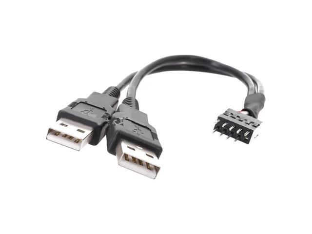 Dual USB-A Male Header to Motherboards 9Pin Connector Cable Converter Adapter Cord for Computer Mainboard(20cm)