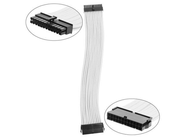 Custom PSU Sleeved Cable Extension Kit 18AWG 24Pin ATX / 8 Pin GPU CPU 6Pin Power Supply with Combs 30CM/11.8in(24PIN) (Black)