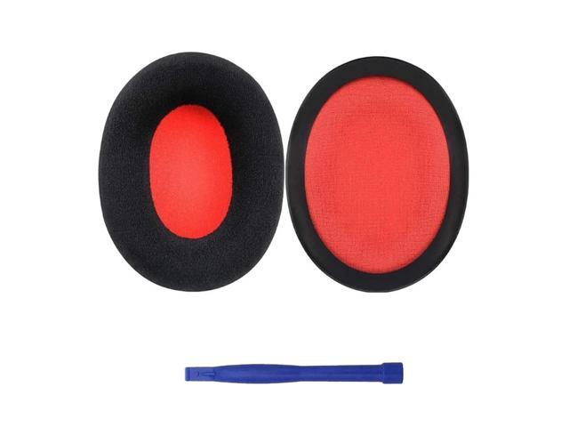 Durable Ear Pads for Cloud2 Headphone Earmuff Easily Replaced Ear Pads Headphone Sleeves Cover Noise Cancelling(Black and red net fl)