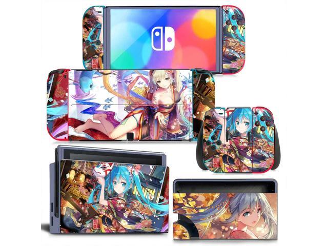 Japanese Girl Cartoon Skin Sticker Decal for Switch NSConsole Controller Dock Skin Vinyl Protective Film(1437)