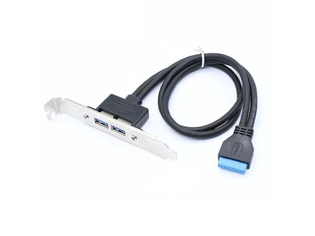50cm Dual Port PCI Bracket Panel USB Cable 3.0 To Motherboard Mainboard 20 Pin Header Adapter Rear 20-Pins To 2 X USB A Female Color:Black