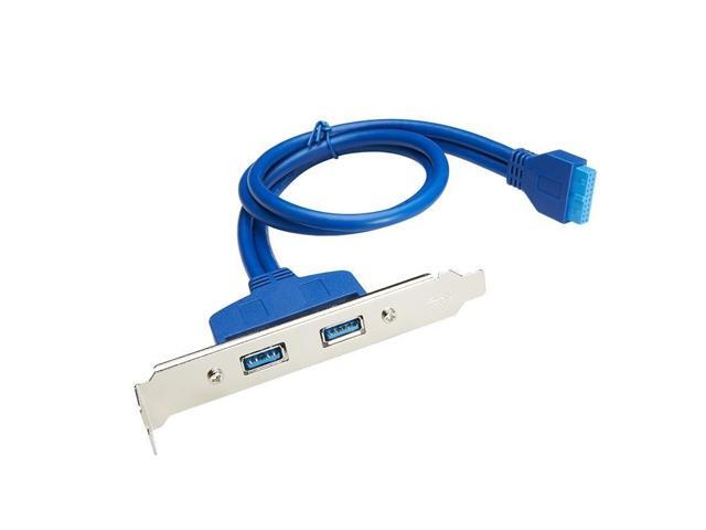 50cm Dual Port PCI Bracket Panel USB Cable 3.0 To Motherboard Mainboard 20 Pin Header Adapter Rear 20-Pins To 2 X USB A Female Color:Blue