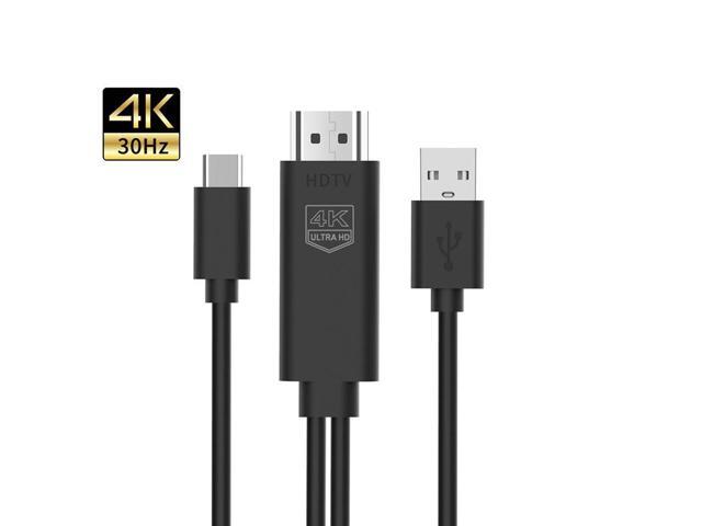 USB Cable HDMI-compatible Adapter 4K Video Digital Converter Cord USB3.1 To Adapter Cable for PC Mobile Phone Monitor Projector (1to2) (1.8m)