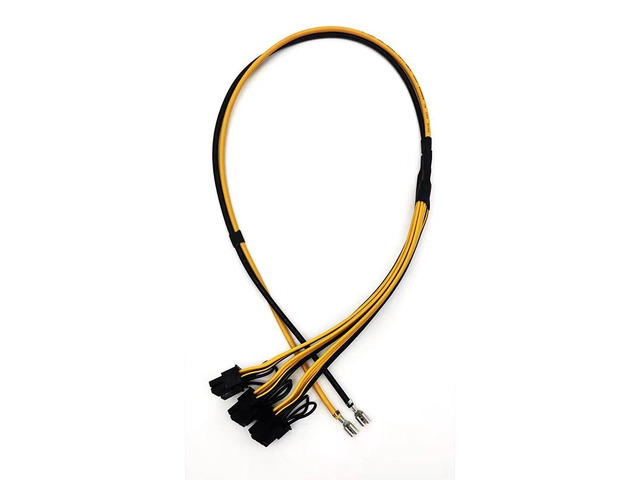 1 to 3 6+2 Pin 8Pin Mining Power Supply Cable Cord 12AWG 18AWG GPU Graphics Video Card for ETH BTC Bitcoin Miner (Tail crimp terminal) (70cm)