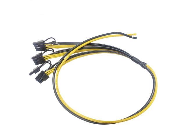 1 to 3 6+2 Pin 8Pin Mining Power Supply Cable Cord 12AWG 18AWG GPU Graphics Video Card for ETH BTC Bitcoin Miner (No pressure terminal) (70cm)