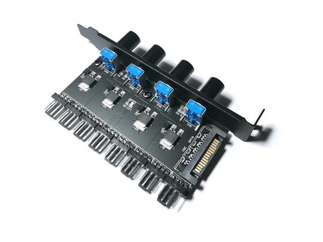 PC 8 Channels Fan Hub 4 Knob Cooling Fan Speed Controller for CPU Case HDD VGA PWM Fan PCI Bracket 12V Fan Control Power Supply(SATA)