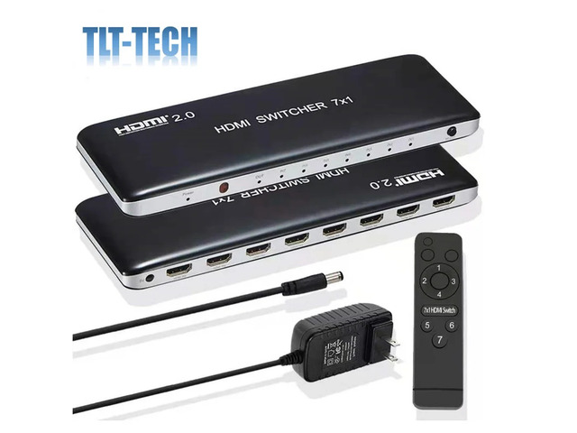 EUR Plug,7x1 HDMI 2.0 Switch Switcher Audio Video Converter 7 in 1 out 3D 4K 60Hz for PS3 PS4 Computer PC DVD HD Players TV STB TO HDTV