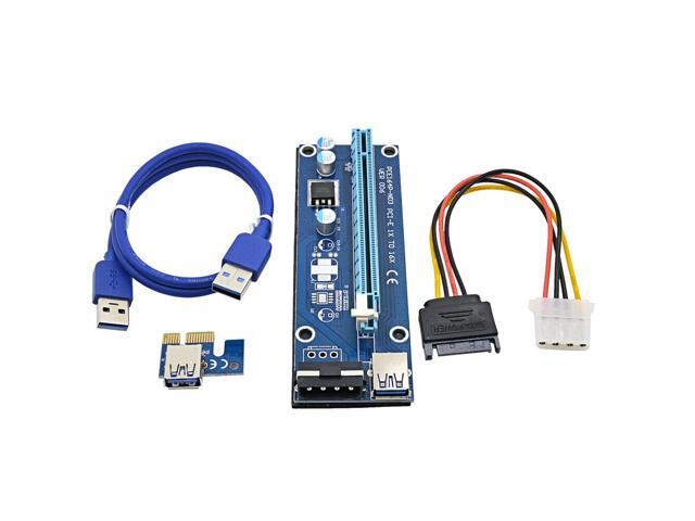 Lot V006C Riser PCIE 1X 16X Powered GPU Adapter USB Cable SATA Molex 6-pin USA