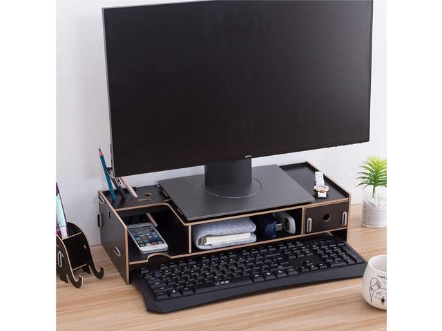 Universal Computer Monitor Stand Riser with Storage Organizer Drawers, Desktop, Laptop Stand Riser with Keyboard Storage Space for Home & Office.