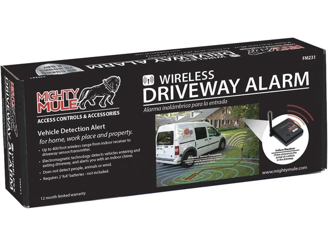 Mighty Mule FM231 Wireless Driveway Alarm Electromagnetic Vehicle Detection, Indoor Receiver, 400 ft Range, Expandable, Battery Powered, Easy...