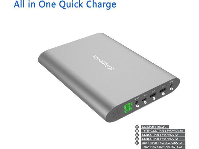 Krisdonia Portable Laptop Charger 185Wh/50000mAh Laptop Power Bank External Battery Pack for Laptop, Tablet, Projector, Smartphone and Others