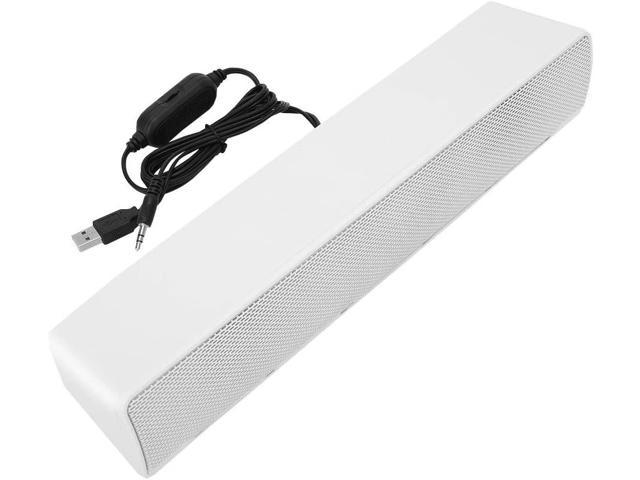 PC SoundBar Speaker, USB Wired Computer Speaker with 3.5mm Aux, Portable Stereo Soundbar Subwoofer for TV PC Laptop Desktop Cellphones Tablets(White)