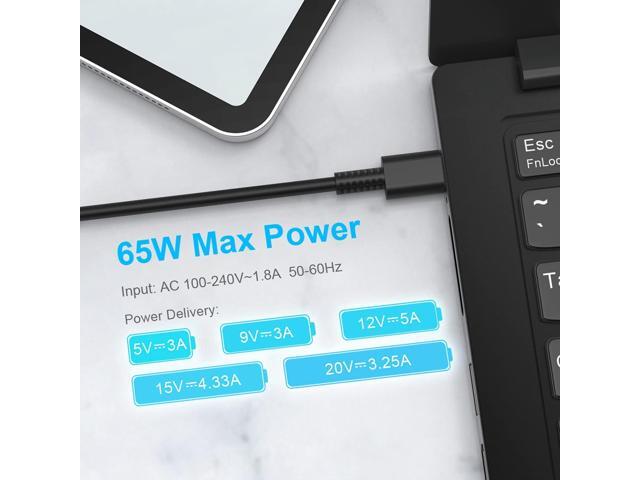65W USB-C Charger Compatible with hp Chromebook Lenovo Laptop Dell xps Laptop Chromebook Acer Spectre Elite x2 G4 EliteBook x360 TPN-CA10 TPN-LA12...