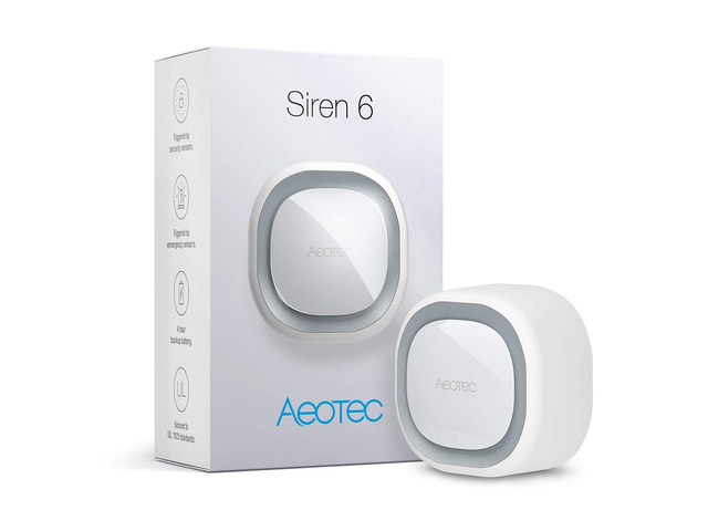 Siren 6, Z-Wave Plus S2 Enabled Zwave Siren Safety Speaker, Wall-Mounted Sound & Light Security Intruder Zwave Alarm with Backup Battery, 110dB
