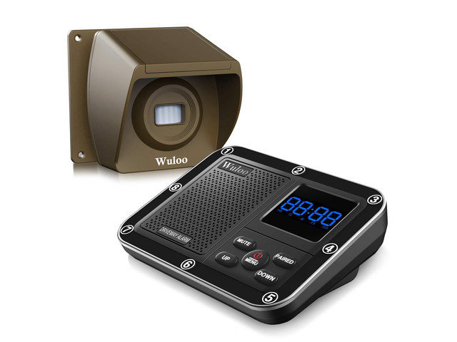 Wireless Driveway Alarm 1800 Feet Long Range Motion Sensor Alert System Driveway Detector for Home with 1800mAh Rechargeable Battery (1 & 1-Brown)