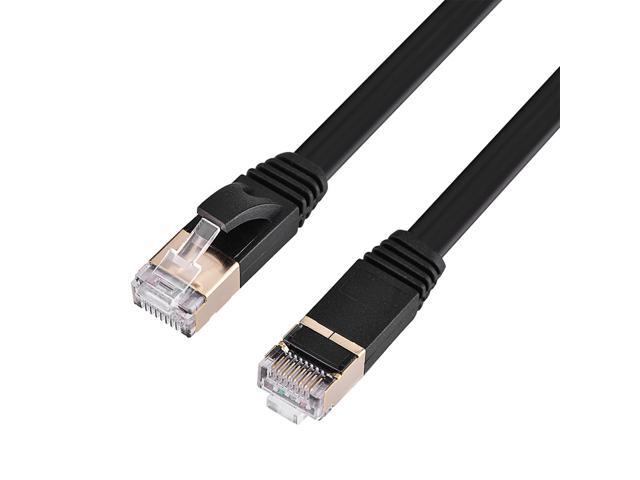 RJ45 LAN Cable, Black Retractable LAN Network Cable, Flat Ethernet Cord for LAN Network