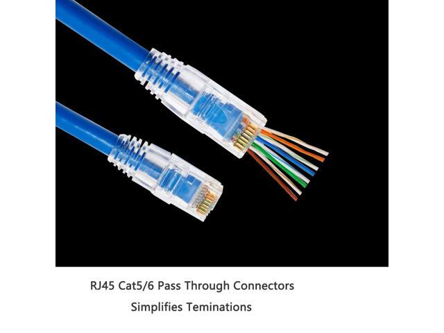 KEHIPI RJ45 Shielded Cat5 CAT6 Connector 8P8C End Pass Through Plugs Gold Plated (50 Packs)