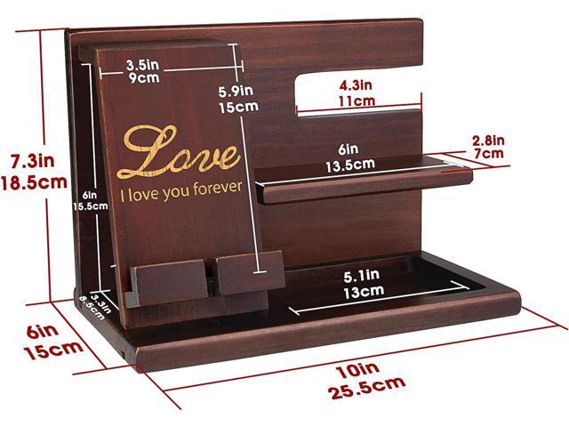 awofer Wood Phone Docking Station for Men - I Love You Forever - Personalized Anniversary Idea for Him, Husband, Boyfriend