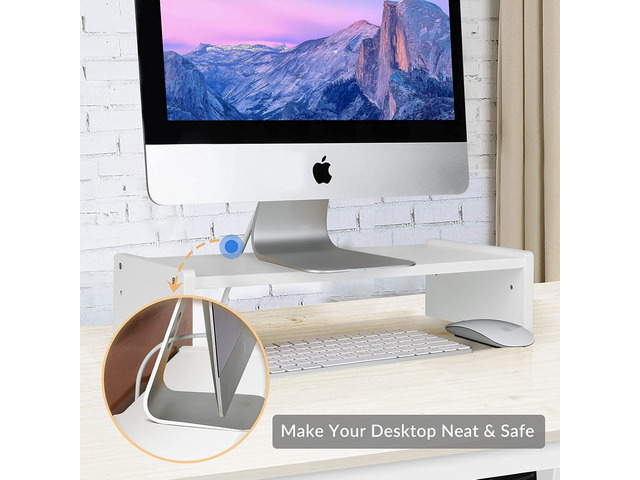 KINLINK Solid Wood Monitor Stand Riser, Monitor Riser with 2 Adjustable Height, 15.8 inch Computer Riser for Computer, iMac, PC, Printer, Computer...