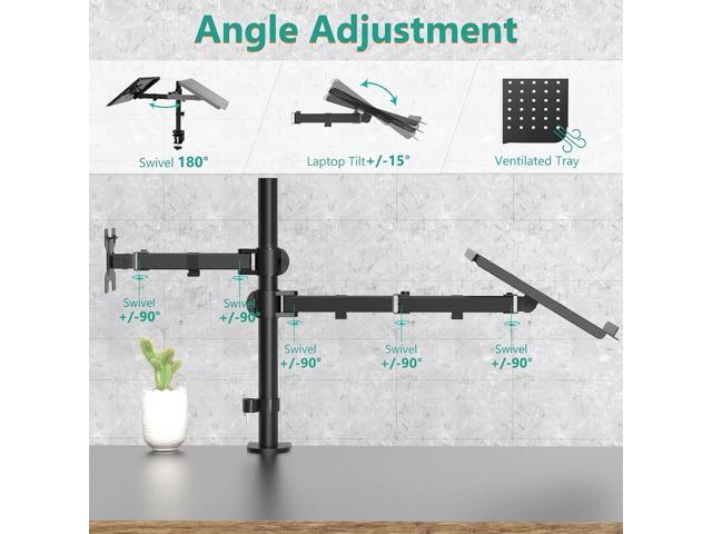 WALI Laptop and Monitor Stand Fully Adjustable Monitor Mount and Laptop Tray for 1 Laptop Notebook up to 17 inch and 1 Screen up to 27 inch, 22...