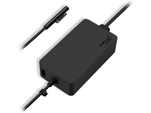 BatPower 65W Surface Laptop Charger 15V 4A - Compatible with Microsoft Surface Book/Laptop/Pro X 9/8/7/6/5/4/Go - 5V 1A USB Port AC Adapter