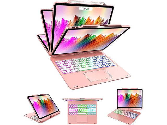 Touch IPAD Pro12.9 Case with Keyboard 6th 2022 & 5th 2021 Gen, Magic 360Â°Rotatable & Swivel Keyboard with Trackpad, 7 Backlit Color with Pencil...