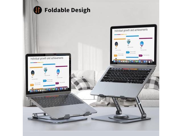 Laptop Stand for Desk, Adjustable Computer Stand with 360° Rotating Base, Ergonomic Laptop Riser for Collaborative Work, Foldable & Portable Laptop...