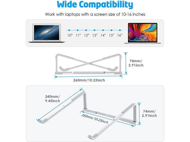 WixGear Laptop Stand for Desk Adjustable Foldable Lightweight Aluminum Laptop Holder Riser, Flat Folding for Storage/Travel