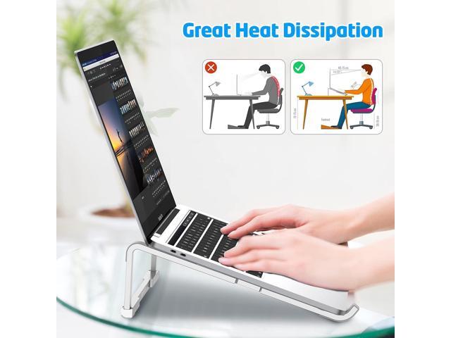 WixGear Laptop Stand for Desk Adjustable Foldable Lightweight Aluminum Laptop Holder Riser, Flat Folding for Storage/Travel