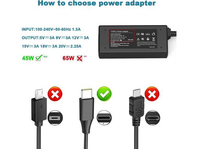 HP Chromebook Charger Replacement: Universal 45W Type C USB C Chromebook Charger Laptop for HP Chromebook X360 14 Charger, Lenovo Dell Samsung...