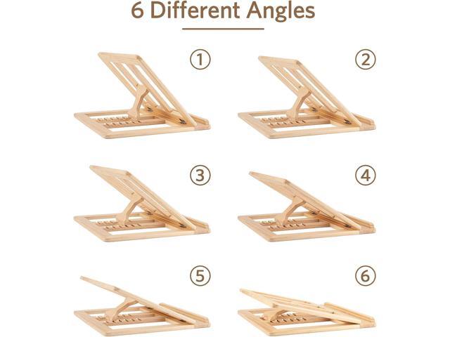 Wooden Laptop Stand for Desk with Free Phone Holder, Foldable and Adjustable Ergonomic Laptop Riser for 10-15.6 Inch Notebooks, Portable MacBook...