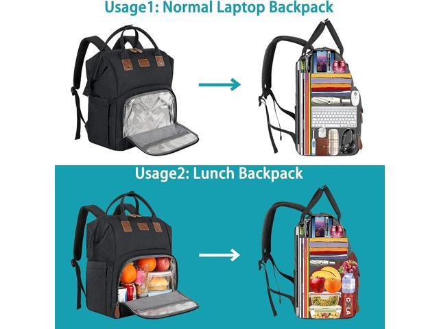 17 Inch Laptop Backpack, Large Lunch Backpack for Women Men Gifts, Travel Carry On with Lunch Box and USB Port, Insulated Cooler Bookbag Nurse Work...