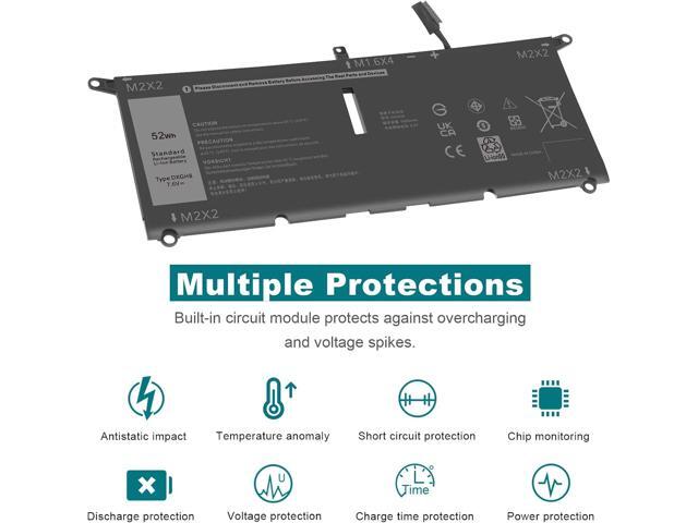 Futurebatt DXGH8 7.6V 52Wh Laptop Battery Compatible with Dell XPS 13 9370 9380 0H754V FHD 13-9370-D1705S Latitude 3301 5390 5391 7400 7490 Series...