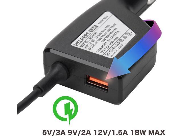 Power Supply Car Adapter Charger for DELL Latitude XPS Precision Vostro Adamo Studio Inspiron 19.5V 3.34A 4.62A 65W 90W with 18W USB QC3.0
