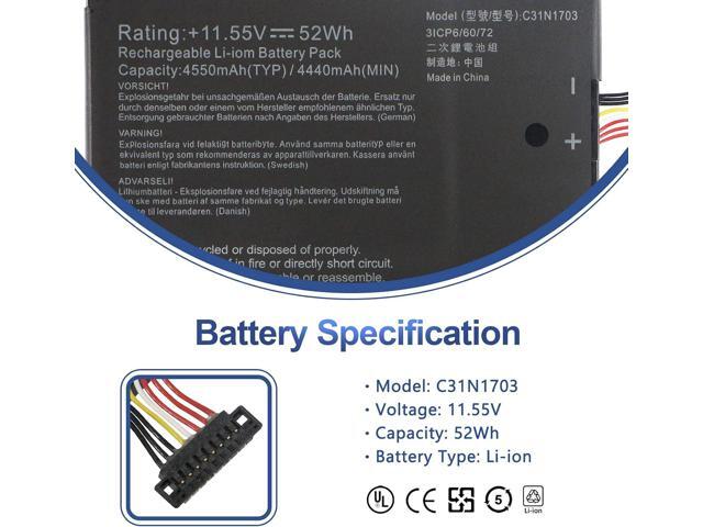 ANTIEE 52Wh C31N1703 Laptop Battery Replacement for Asus Zenbook Flip UX561U UX561UA UX561UN Q525UA Q525U Q505UA Q525UA-BI7T9 Q505UA-BI5T7...